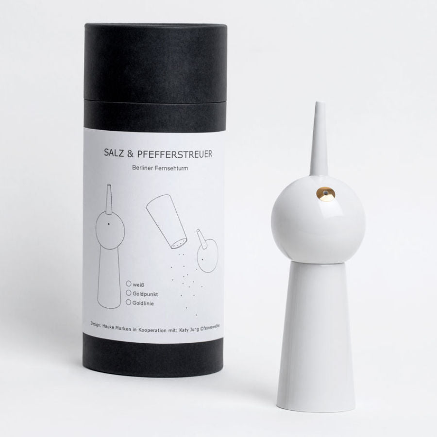 Salz und Pfeffer Fernsehturm goldener Punkt aus Porzellan mit Verpackung