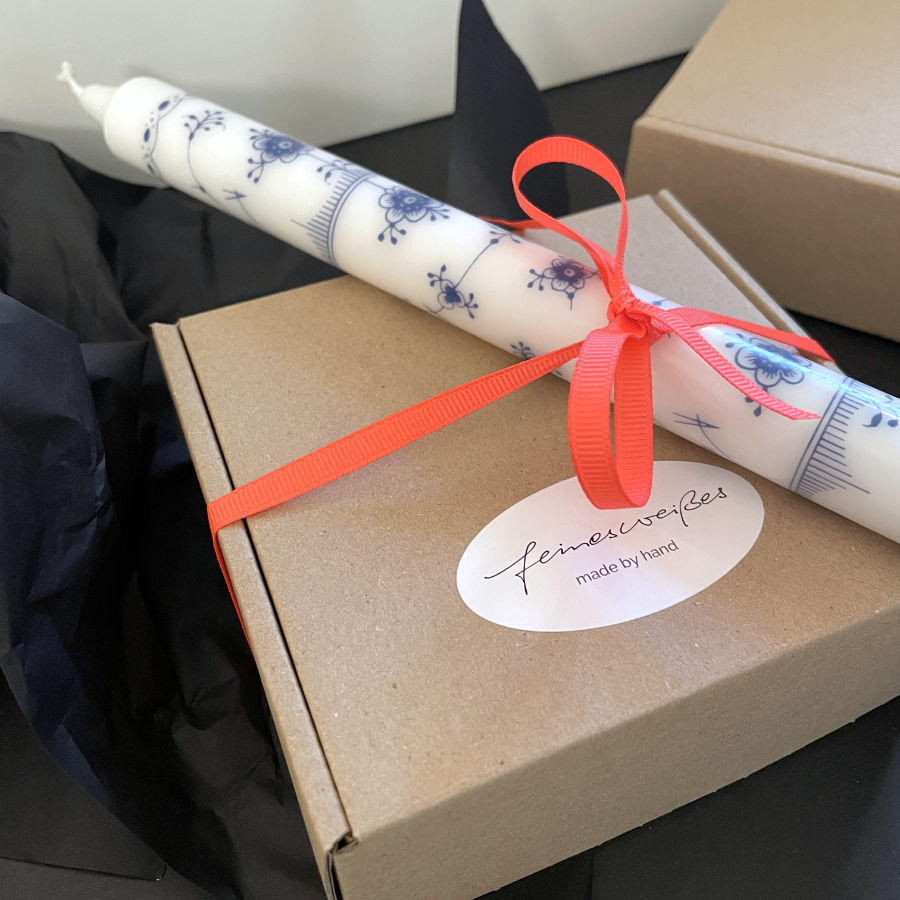 Geschenk Set, Porzellan Kerzenhalter plus Musel, Kerze von Kunst, Industrien als Geschenkbundle erhältlich bei feines weißes Berlin